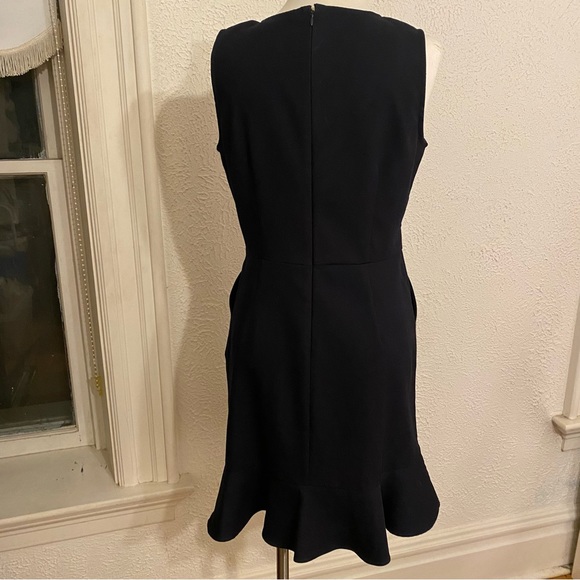 LOFT Mini Dress Navy Gold Buttons Pockets - Picture 5 of 7